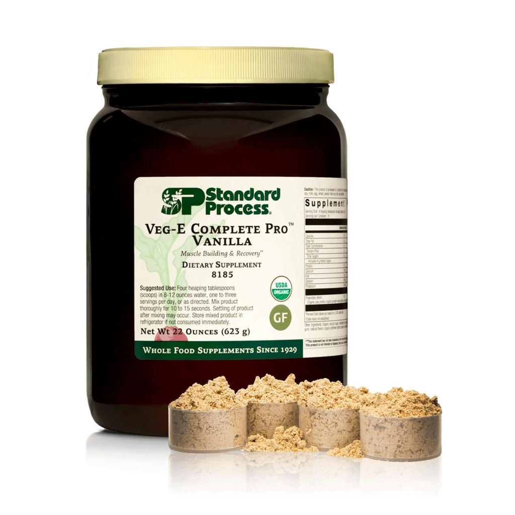 Standard Process Veg-E Complete Pro - orgaaniline, taimse valgu pulber lihaste ehitamiseks ja taastamiseks - toetab juukseid, nahka ja küüneid - Vegan & Gluteenivaba - Vanilla, 18 Servings