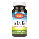 Carlson - Vitamiinid A, D3, K2, 3000 mcg RAE Vitamiin A, 125 mcg Vitamiin D3, 90 mcg Vitamiin K2 kui MK-7, Luu ehitus, Kaltsiumi kasutamine, 120 pehme geelid