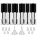 GTHER 10PCS 10ML Tühja ripsmetuššitoru pudel ripsmetušiga, kummi lisandid ja lehtrid riitsinusõli / kasvuõli jaoks, DIY kreemikonteiner korgiga, must