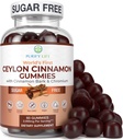 Suhkruvaba Ceylon Cinnamon Gummies (2,000mg / Serving) Tseiloni kaneeli lisand aju tervisele, Vegan, Gluteenivaba, Asenda Tseiloni kaneeli kapslid, pillid, pulber, ekstrakt (60 närimist)