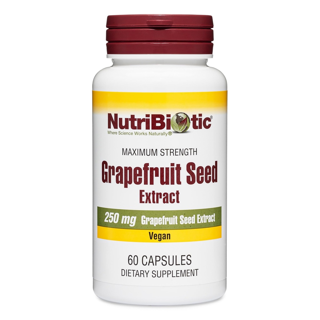 NutriBiotic - greipfruudi seemneekstrakti kapslid 250 mg, 60 loend - maksimaalne tugevus bioflavonoididega