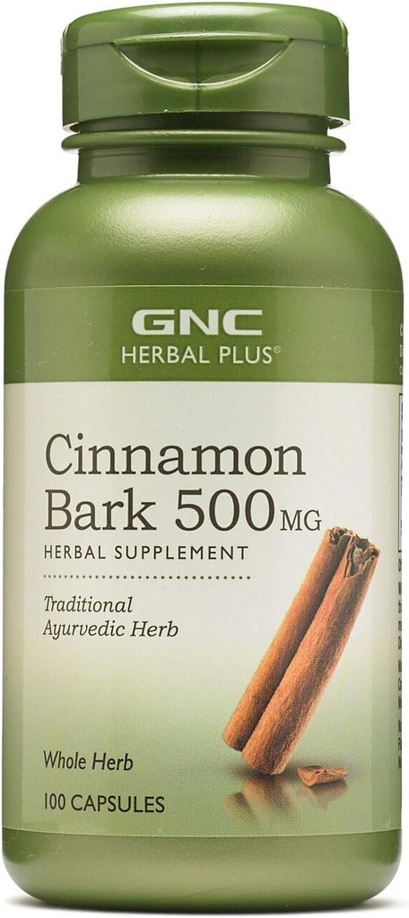 GNC Taimne Plus Kaneelikoor 500mg täiendus, traditsiooniline Ayurveda maitsetaim, 100 serveerimist