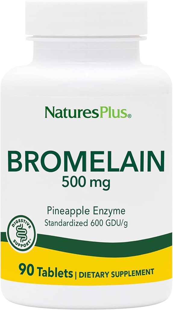 Natures Plus Bromelain - 500 mg, 90 taimetoitlast tabletti - looduslik proteolüütiline ensüümilisa - gluteenivaba - 90 serveerimist