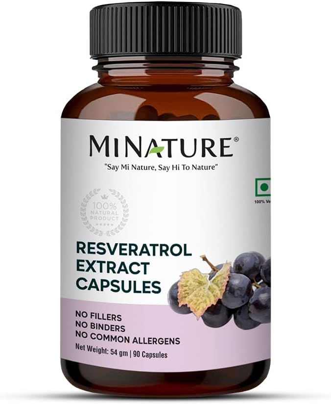 Minature Resveratrol Extract kapslid | Superfood Supplements500500mg, 90 Veg Kapslid, 45 päeva Supply, 54g | Pure & Natural | Chemical Free Preservatives Free| Vegan | Valmistatud Indias