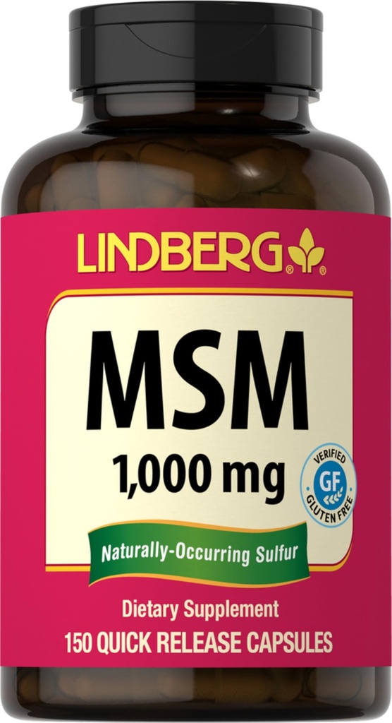 Lindberg MSM kapslid 1000mg | 150 pillid | Naiste ja meeste täiendus | Metüülsulfonüülmetaan | Mitte-GMO, Gluteenivaba