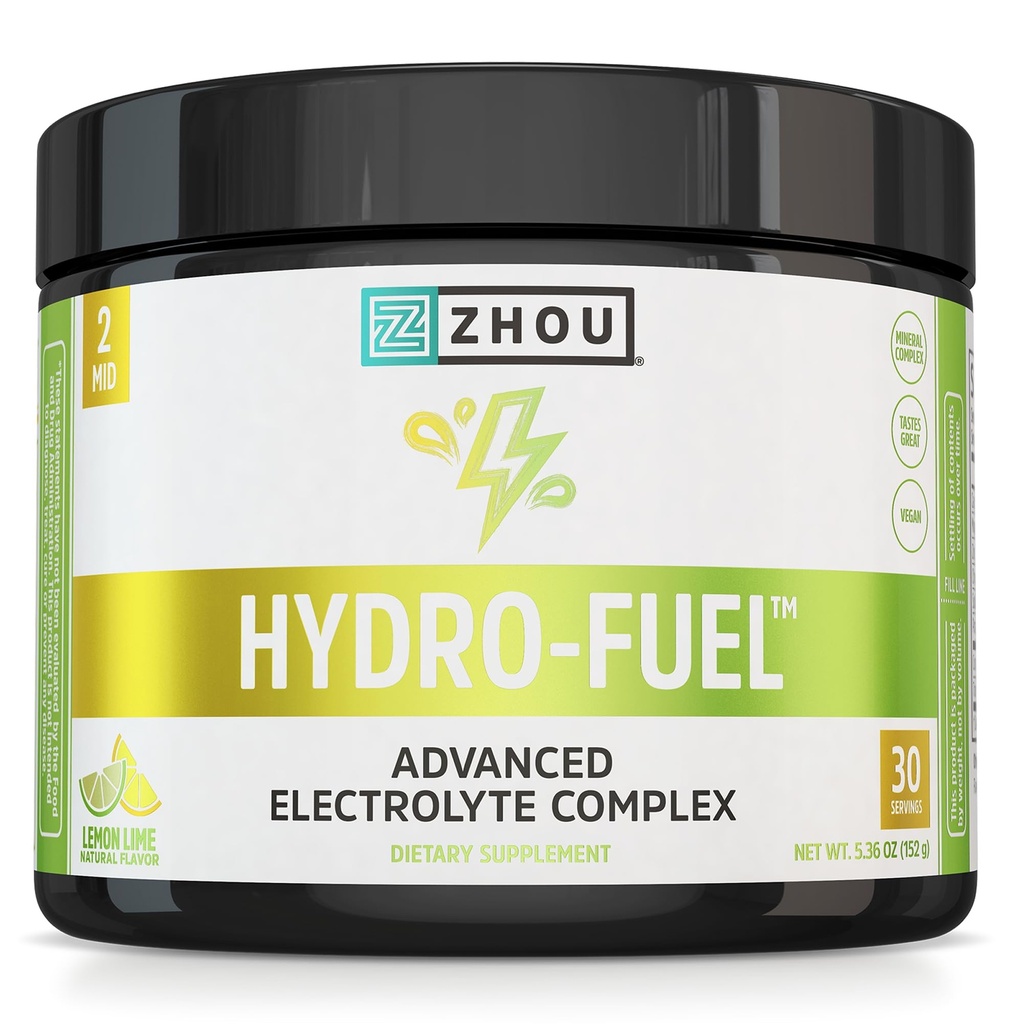 ZHOU hüdrokütus - elektrolüütide pulber, suhkruvaba hüdratatsioonijook segu w/magneesium, tsink, kaalium ja naatrium, toitained, mineraalid ja kookosvee ekstrakt, suhkruta - sidrunlubja, 5.36 oz (30 serveerimist)