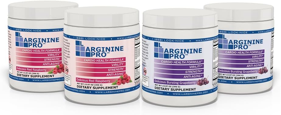 L-ARGININE PRO | 5500mg L-arginiin Plus L-tsitrulliin 1100mg Vaarika ja viinamarjapulbri joogisegu täiendus lämmastikoksiidi tootmise suurendamiseks