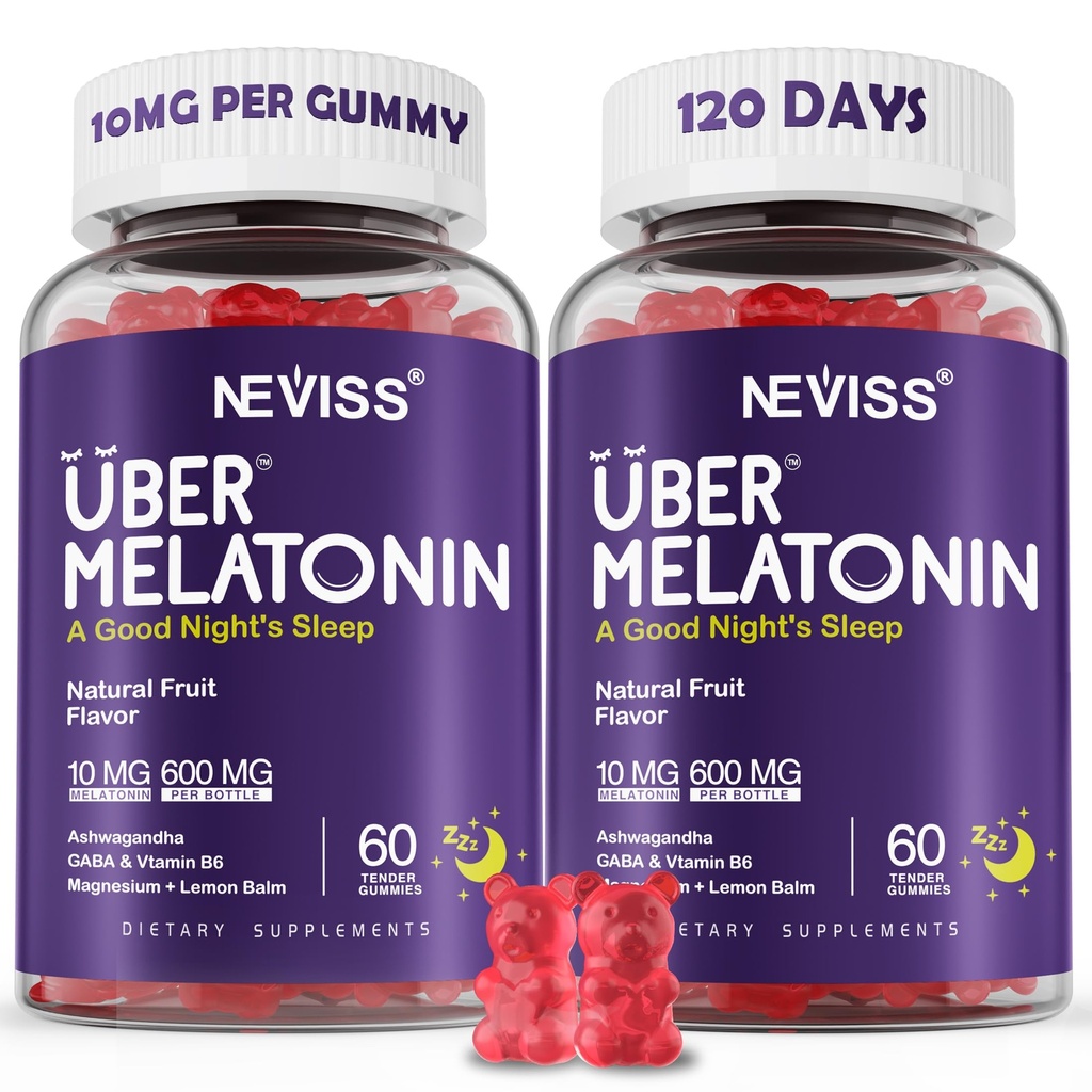 Melatoniin Gummies 10mg 20mg täiskasvanutele, melatoniin 10 mg Gummy kohta koos ashwagandha, magneesiumglütsinaat, GABA, L-teaniin, Valerian Root & Sidrun Balm, puhketoetus täiendus, viinamarjamaitse, 2-Pack