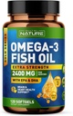 Ehitatud Nature Omega 3 kalaõli pehmed geelid - 2400 mg kalaõli, 1440 mg Omega 3, 864 mg EPA, 576 mg DHA - ekstra tugevus aju ja südame tervise toetamise täiendus - 120 Softgels