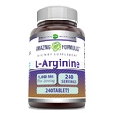 Hämmastav valem L-arginiin 1000 mg tabletid | Aminohappe lisand naistele ja meestele | Mitte-GMO | Gluteenivaba | Valmistatud USAs (240 loend)