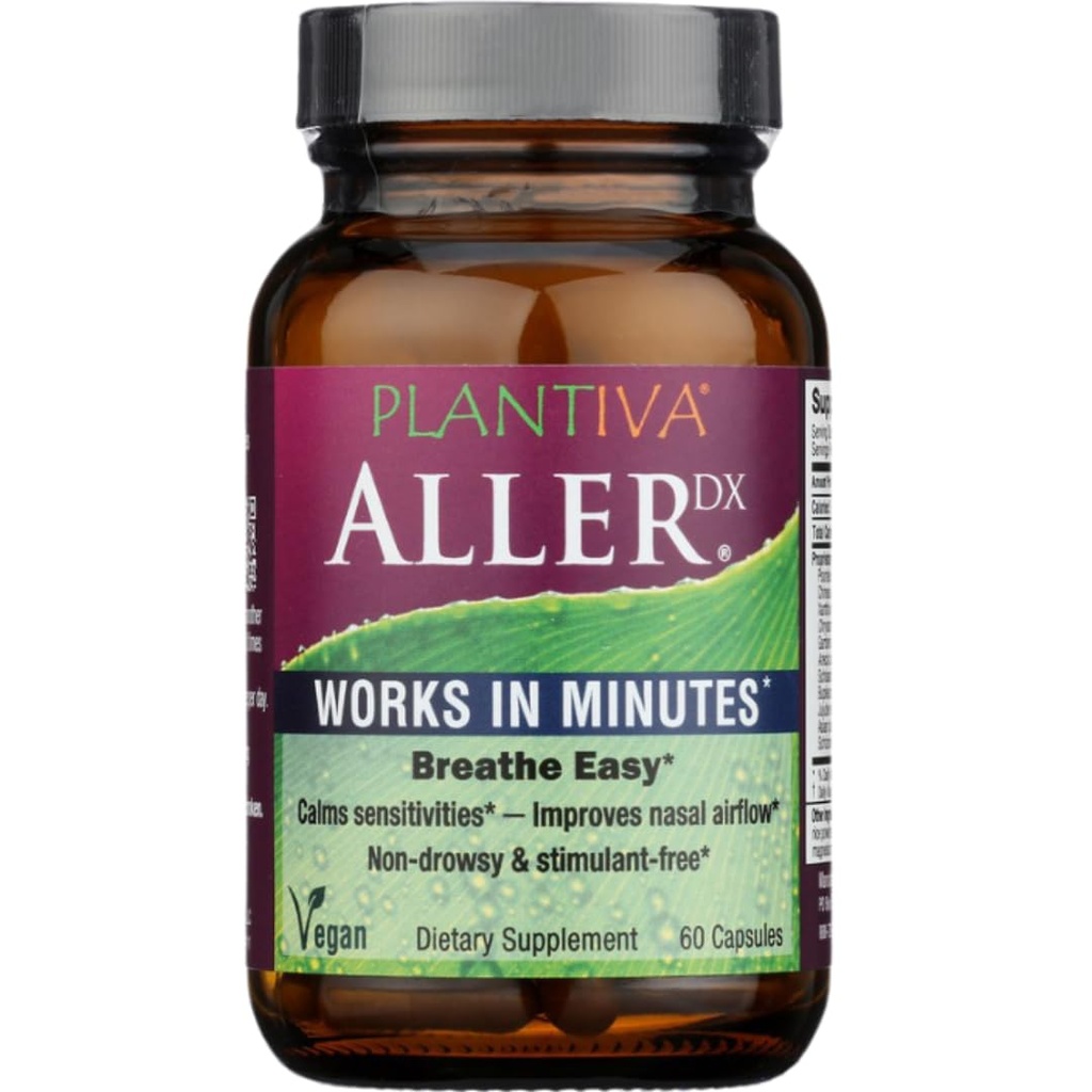 AllerDx Natural Taimse Hooajaline Toetus Täiendus - Mitte-Uimane, Stimulant Vaba, Kiiretoimeline Hingamisteede Toetus - 60 Kapslit