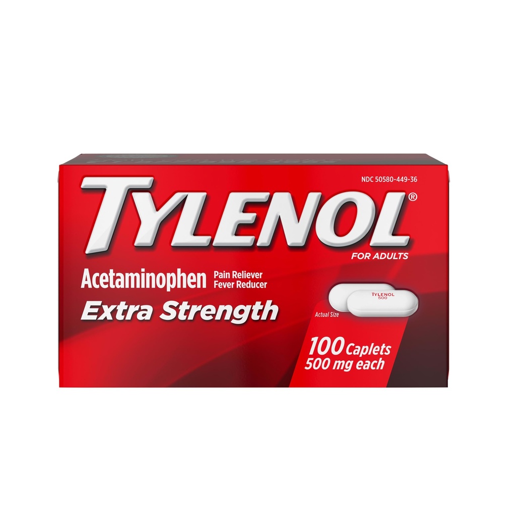 Tylenol Extra Tugevus Valu leevendavad tabletid, atsetaminofeen 500mg kapslid, valu leevendav ja palavik vähendav ravim peavalu, seljavalu, hambavalu ja väiksema artriidi raviks, 100 Count pudel