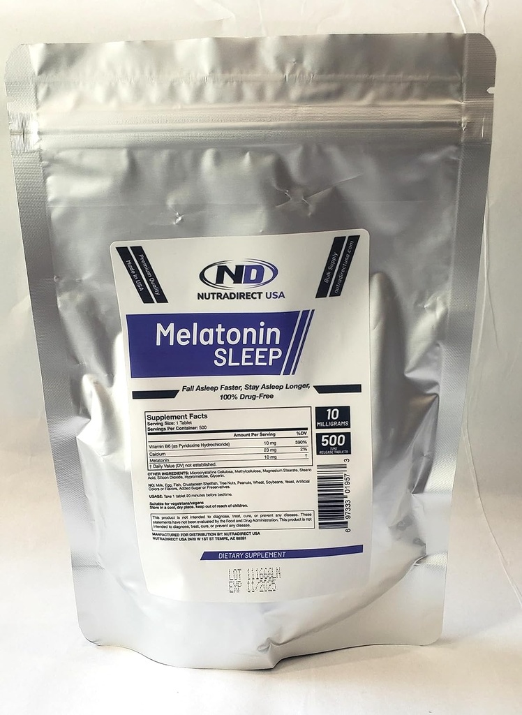 NutraDirect melatoniin 10 mg aeg vabastamist - 500 tabletti