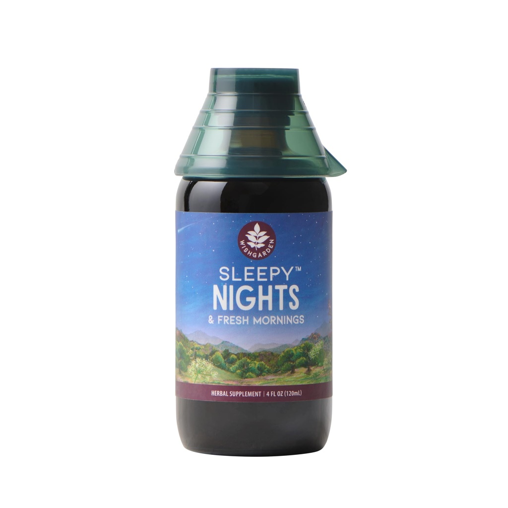 WishGarden maitsetaimed Sleepy Nights & Fresh Mornings - All-Natural Taimne Uneabi Tinktuur, Orgaaniline Unelisa Passionflower, Humal ja Scullcap, Toetab Sügav Une ja Tervislik Une Tsüklid, 4oz