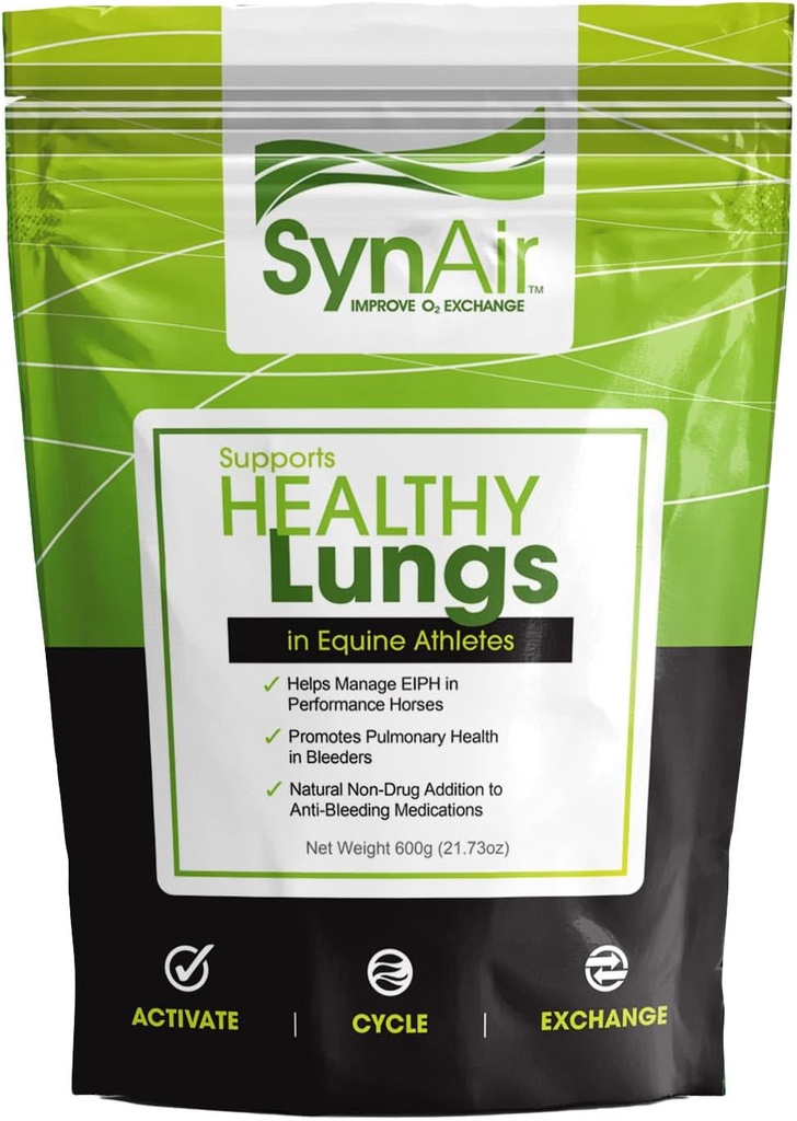 SynNutra Equine SynAir – Natural EIPH Management & Lung Support for Horses – Uimastivaba valem hingamisteede tervise ja taastumise edendamiseks – tehtud USAs
