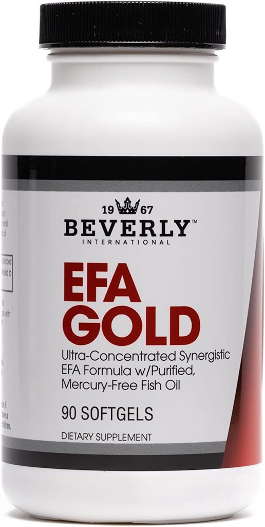 Beverly International EFA Gold, 90 Softgel Kapslit. Kõrge potentsiga Omega-3s EPA ja DHA + Omega 6 & 9 rasvhapped. Kombineeritud kala, linaseemne ja kurgiõli.