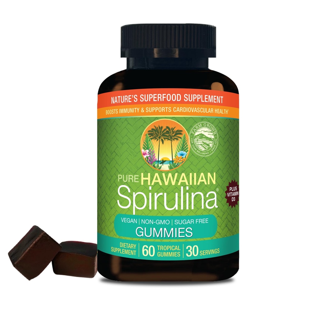 Nutrex Hawaii Spirulina | Kasvanud väljaspool Kona Hawaii | Natural Superfood Supplement (60 Count, Gummy)