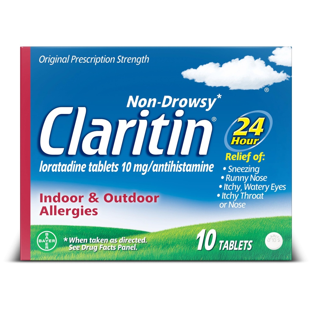 Claritin 24 HR Mitteuimastav allergia Ravim , Loratadiini antihistamiinikumid , 10 Ct