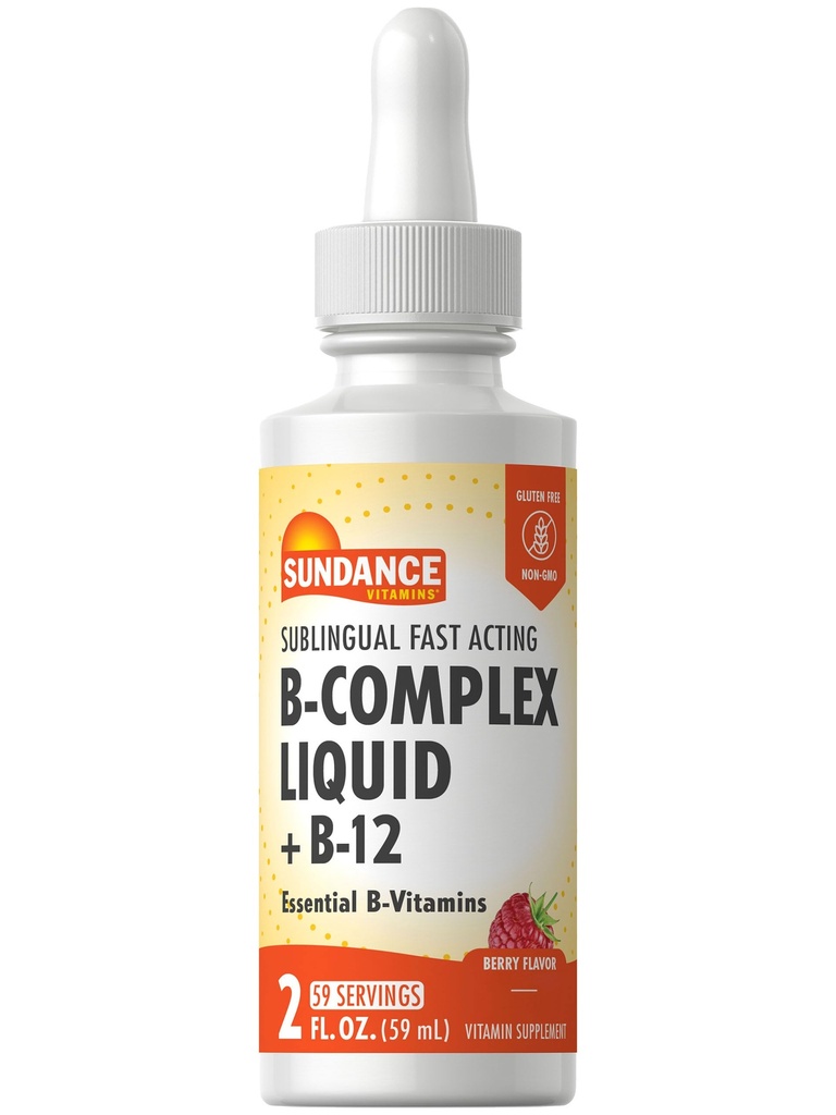 Sundance Sublingvaalne B-vitamiini kompleks | 2 Vedelikud | B-12 | Berry Flavor | Taimetoitlane, mitte-GMO ja gluteenivaba toidulisand