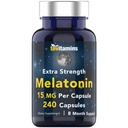 tnvitamiinid Melatoniin 15 MG kapsli kohta (240 kapslit) | All-Natural Sleeping pillid täiskasvanutele | Extra Tugevus Melatoniin | Öine uneabi | Natural Sleep Support Supplement