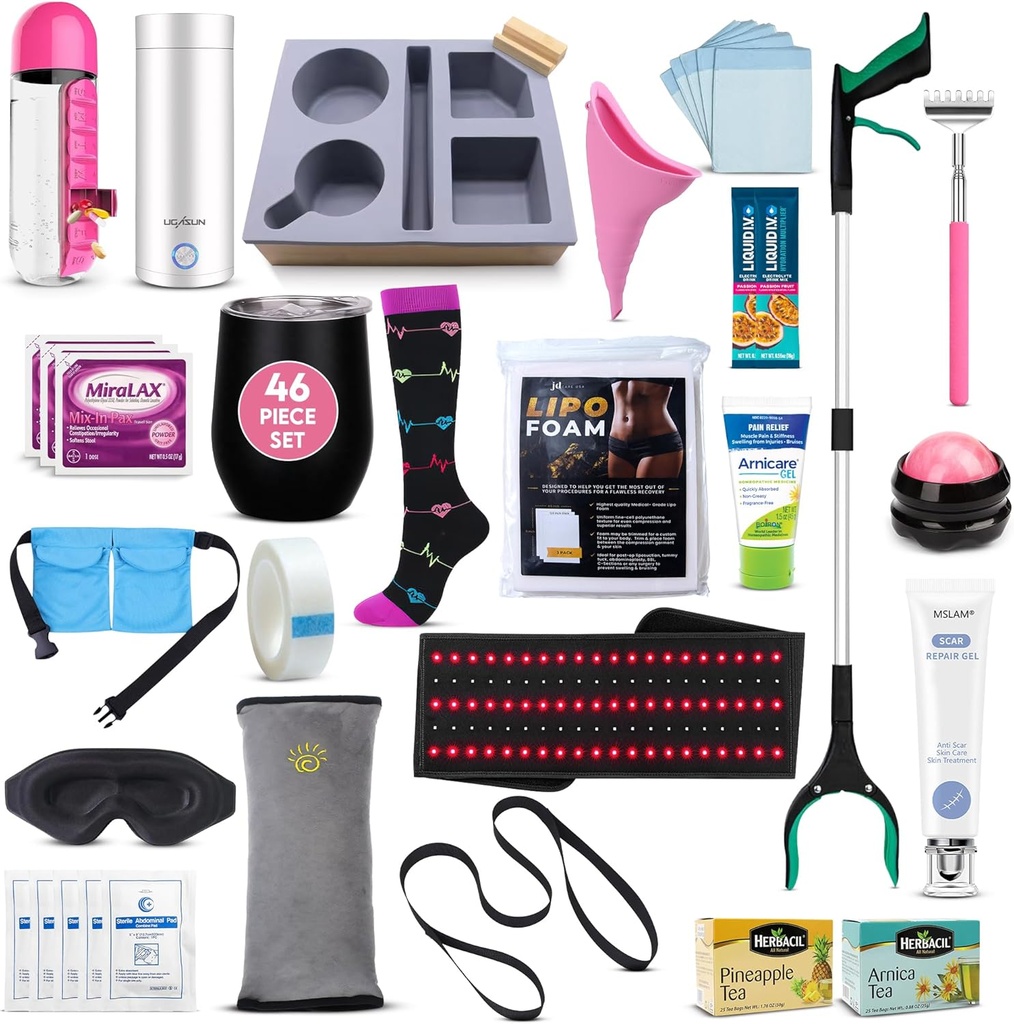 Ultimate Tummy Tuck Recovery Kit koos Scar Care Red Light Therapy Wrap - Premium Post-Op tarned ja peab olema olulised emme makeover | Abdominoplastika
