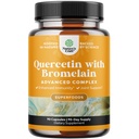 Puhas Quercetin koos bromelaini lisandiga immuunabi - kõrge potentsiga Quercetin 500 mg kapslid bromelainiga immuunsuse toetamiseks ja hingamiseks - toitumisalane hingamisteede lisand - 90 Ct