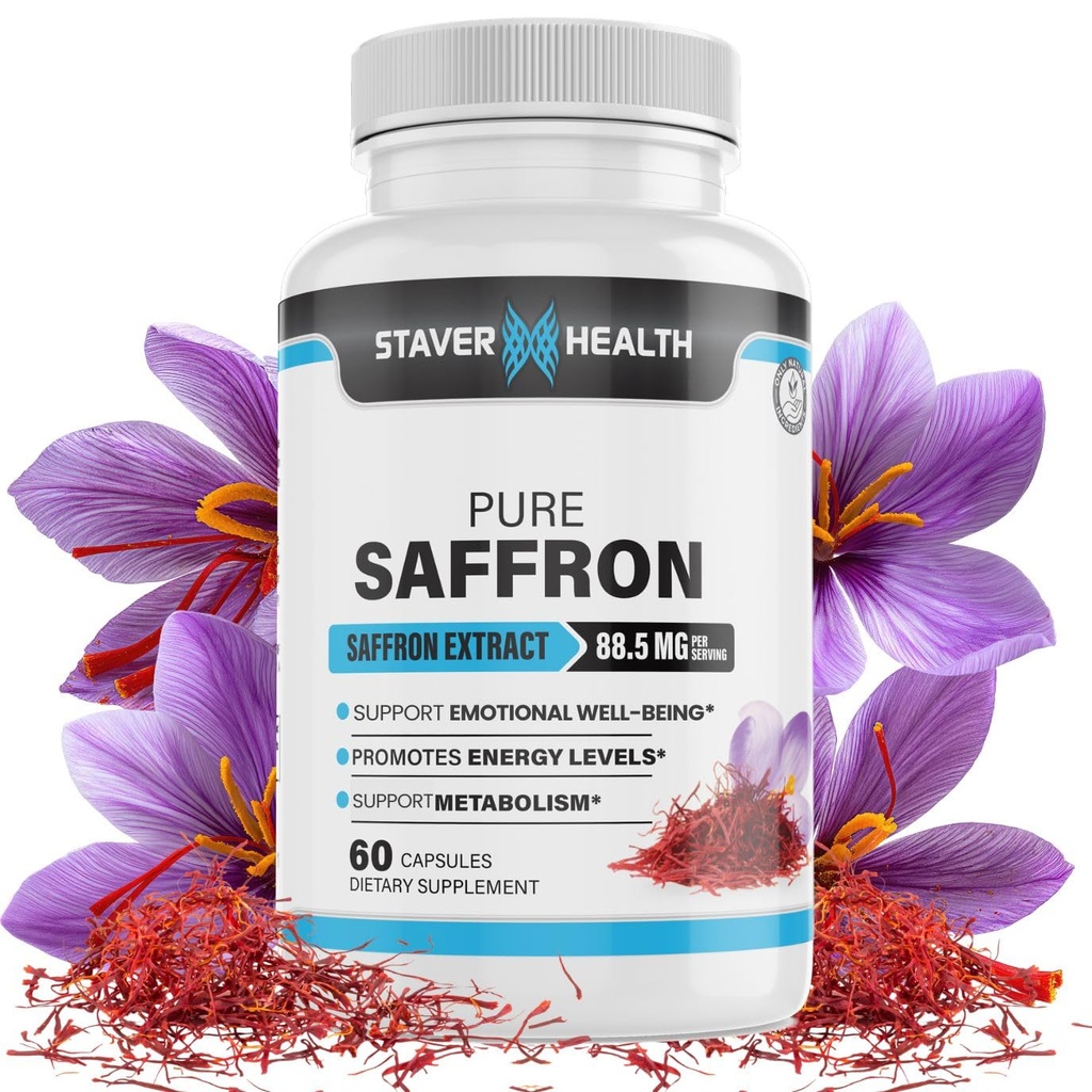Pure Saffron Extract kapslid, 88,5 mg, 60 Veggie kapslid meeleolu parandamiseks ja energia toetus
