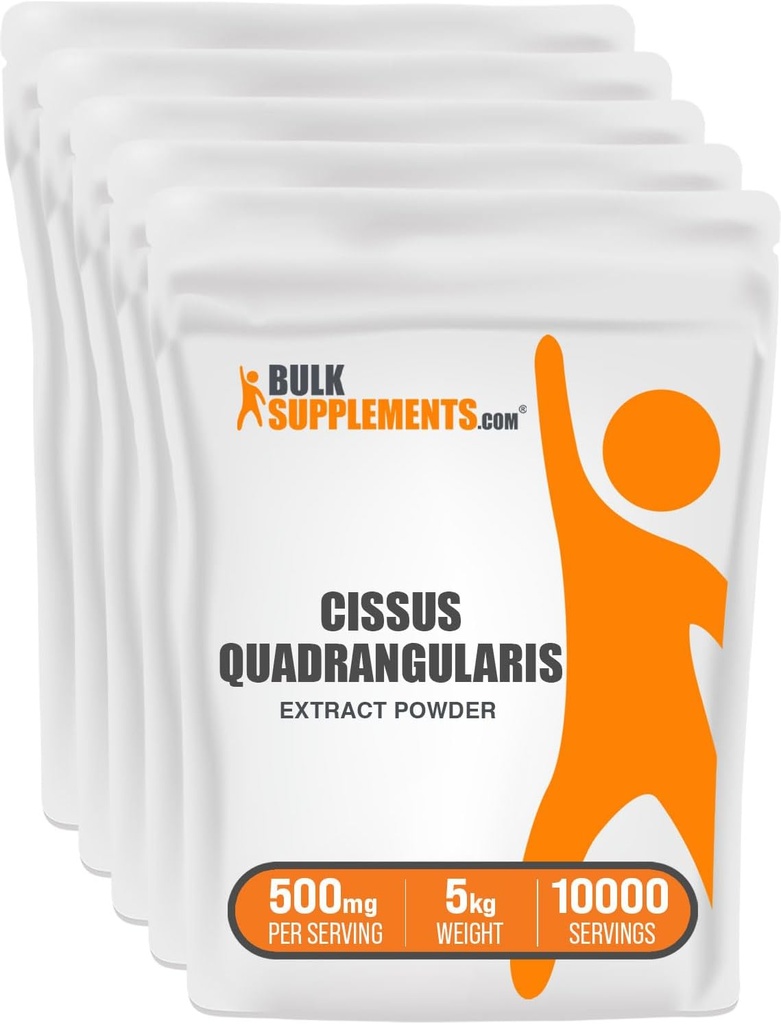 BulkSupplements.com Cissus Quadrangularis Extract Pulber - Cissus Quadrangularis Supplement, Taimne täiendus - Gluteenivaba, 500mg per Serving, 1kg (2,2 naela) (pakk 5)