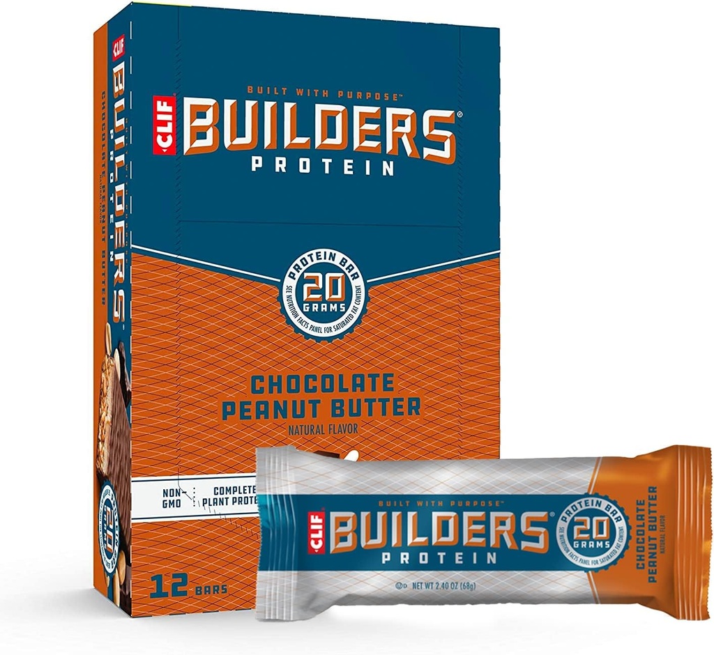 Clif Builders - Protein Bars - Šokolaad Maapähklivõi Maitse - 20 g valku - Gluteenivaba (2,4 Ounce, 12 Count)