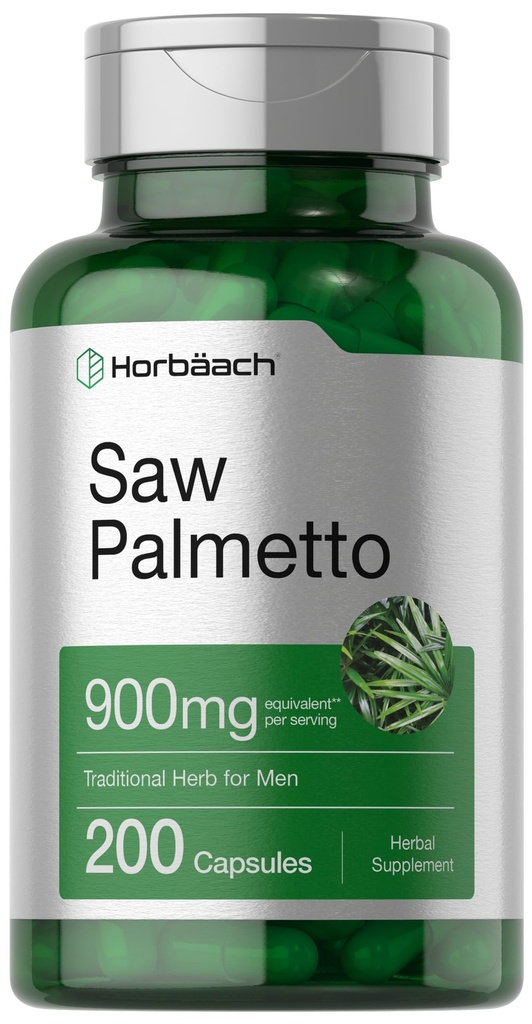 Horbaach Saw Palmetto ekstrakt | 900mg | 200 kapslit | Mitte-GMO ja gluteenivaba valem | Traditsiooniline maitsetaime täiendus | Saw Palmetto marjadest