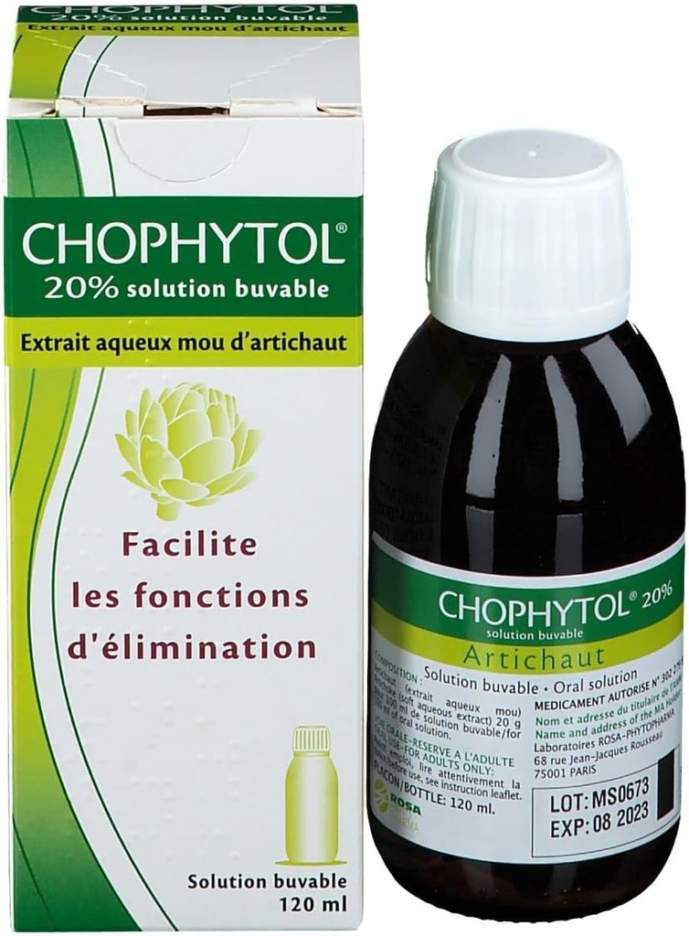 Chophytol 20% - Joogilahus (koos artišokiga) - Maksa ja neerufunktsiooni edendamiseks - 120 ml Pudel