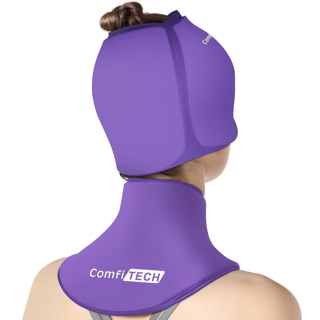 ComfiTECH Cold Cap and Neck Ice Pack Wrap Gel Combo, hoolduspakett pea ja emakakaela, lilla