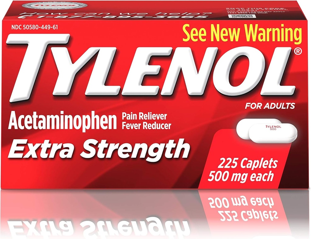Tylenol Extra Tugevus Kapslid 500 mg atsetaminofeeniga , valu leevendav ja palaviku vähendaja , peavalu , seljavalu ja menstruaalvalu leevendamiseks , 225 ct