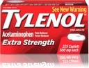 Tylenol Extra Tugevus Kapslid 500 mg atsetaminofeeniga , valu leevendav ja palaviku vähendaja , peavalu , seljavalu ja menstruaalvalu leevendamiseks , 225 ct