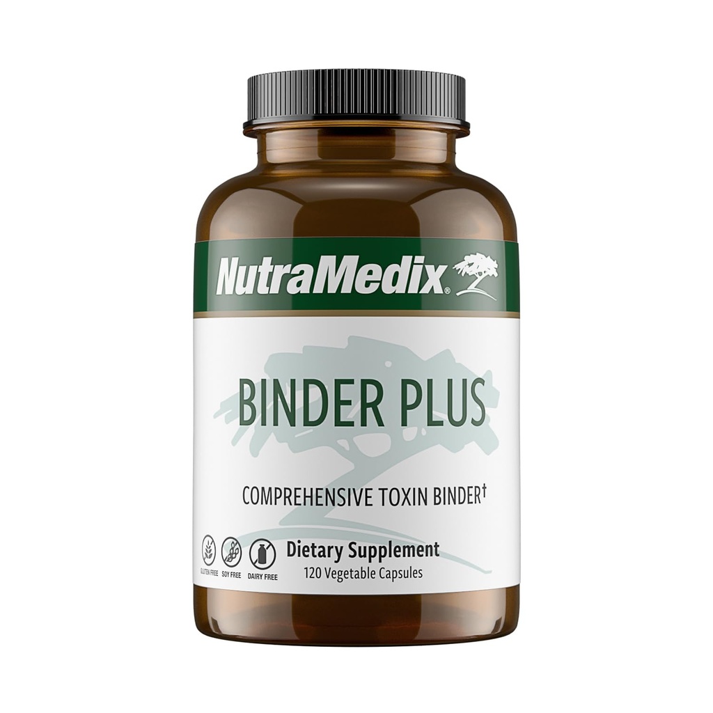 NutraMedix Binder Plus - Põhjalik Toksiini Binder & Body Detoxifier - Prebiootiline Antioksüdant Toetus + Inuliin, Bentoniit, Aloe Vera, Aktiivsüsi, Fulvic Minerals & Chitosan (120 kapslit)