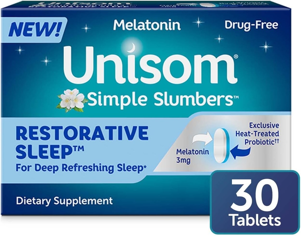 Unisom Simple Slumbers Restorative Sleep Tablets 30-Count, Melatoniin 3mg