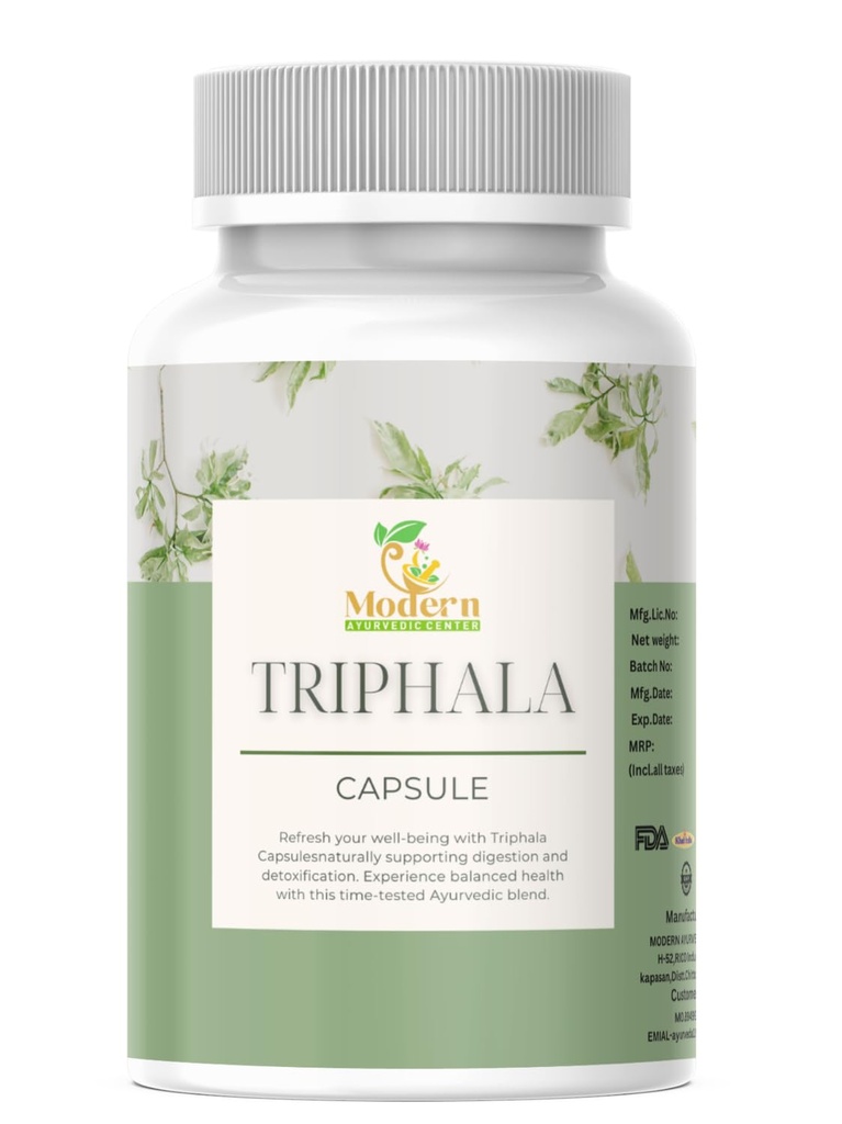 Triphala kapslid 120 seedetrakti toetamiseks, immuunsuse suurendamiseks ja antioksüdandiks 100% Amla, Haritaki & Bibhitaki taimsest segust soodustab soolestiku tervist (120 kapslit)