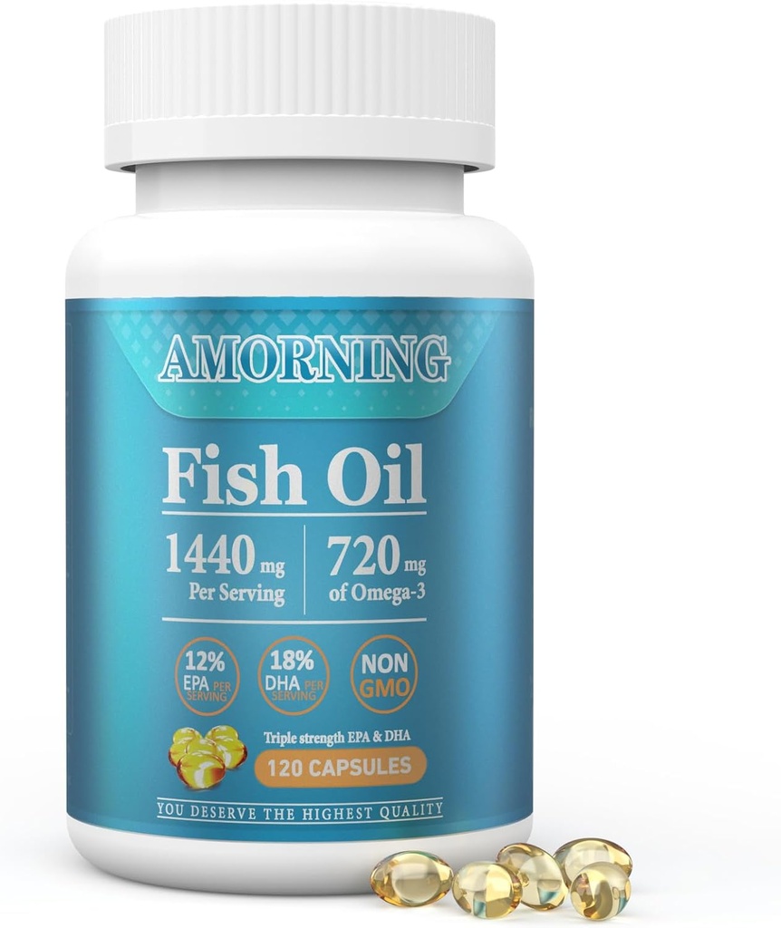 Fish-Oil Omega3-EPA DHA-Supplement Burpless-Softgels - 120Capsuleid 1440 mg ühe serveerimise Mini Suurus Tervislik Südametoetus Rasvhapped Supplement aitab säilitada tervislik triglütseriidide taset