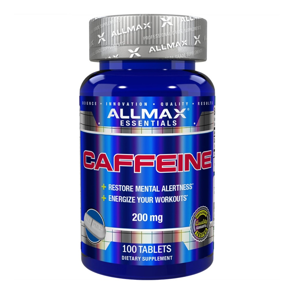 ALLMAX Toitumine Kofeiini pillid, Jätkusuutlik energia ja Pre - Treening vaimne fookus, Kiire neelamine & Vegan, 200 mg, 100 tabletti