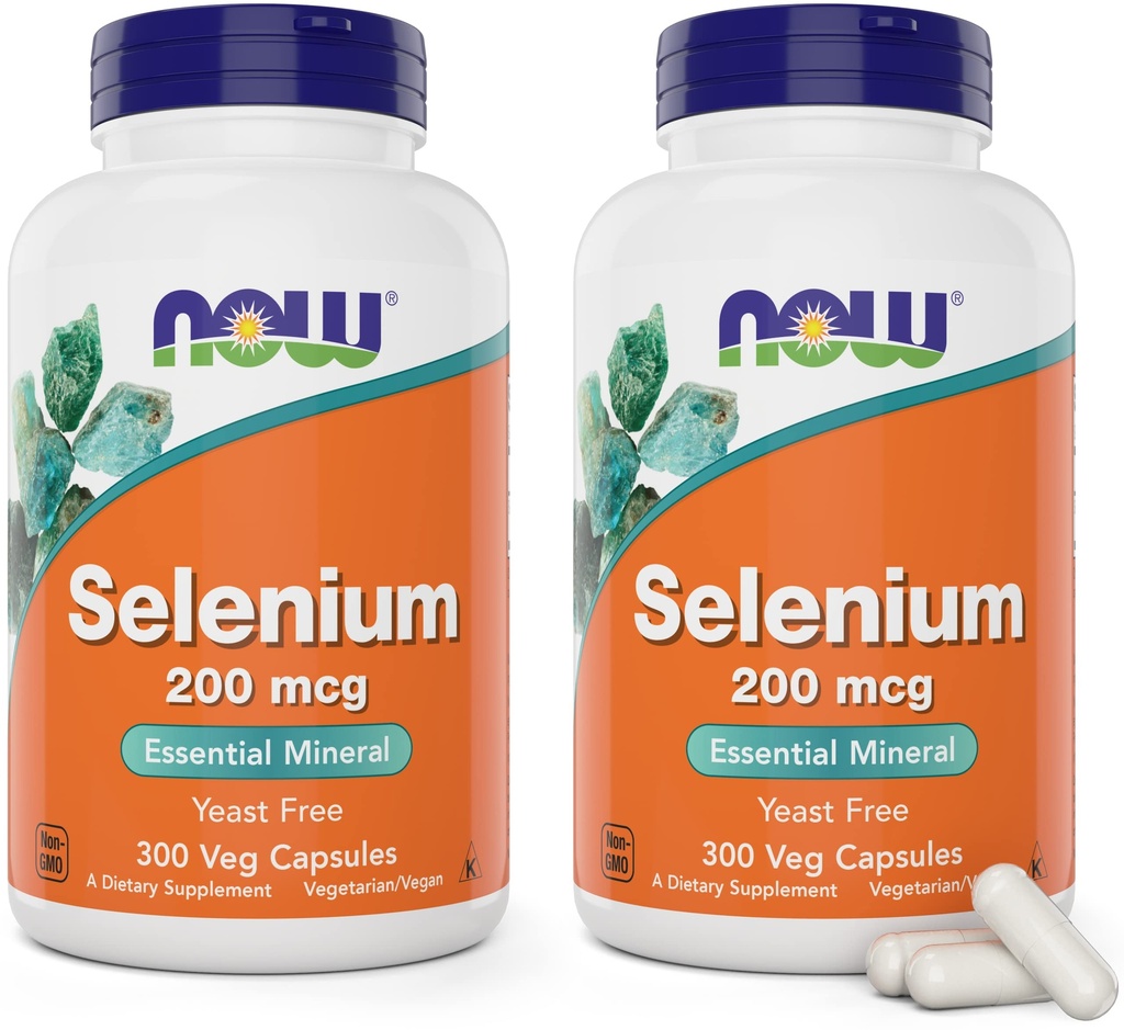 Nüüd Selenium 200mcg kapslid, 300 Count (Pack of 2) - L Selenometioniin Mineral Supplement naistele ja meestele - Veg Caps, Non-GMO, Vegan Sõbralik, Pärmivaba