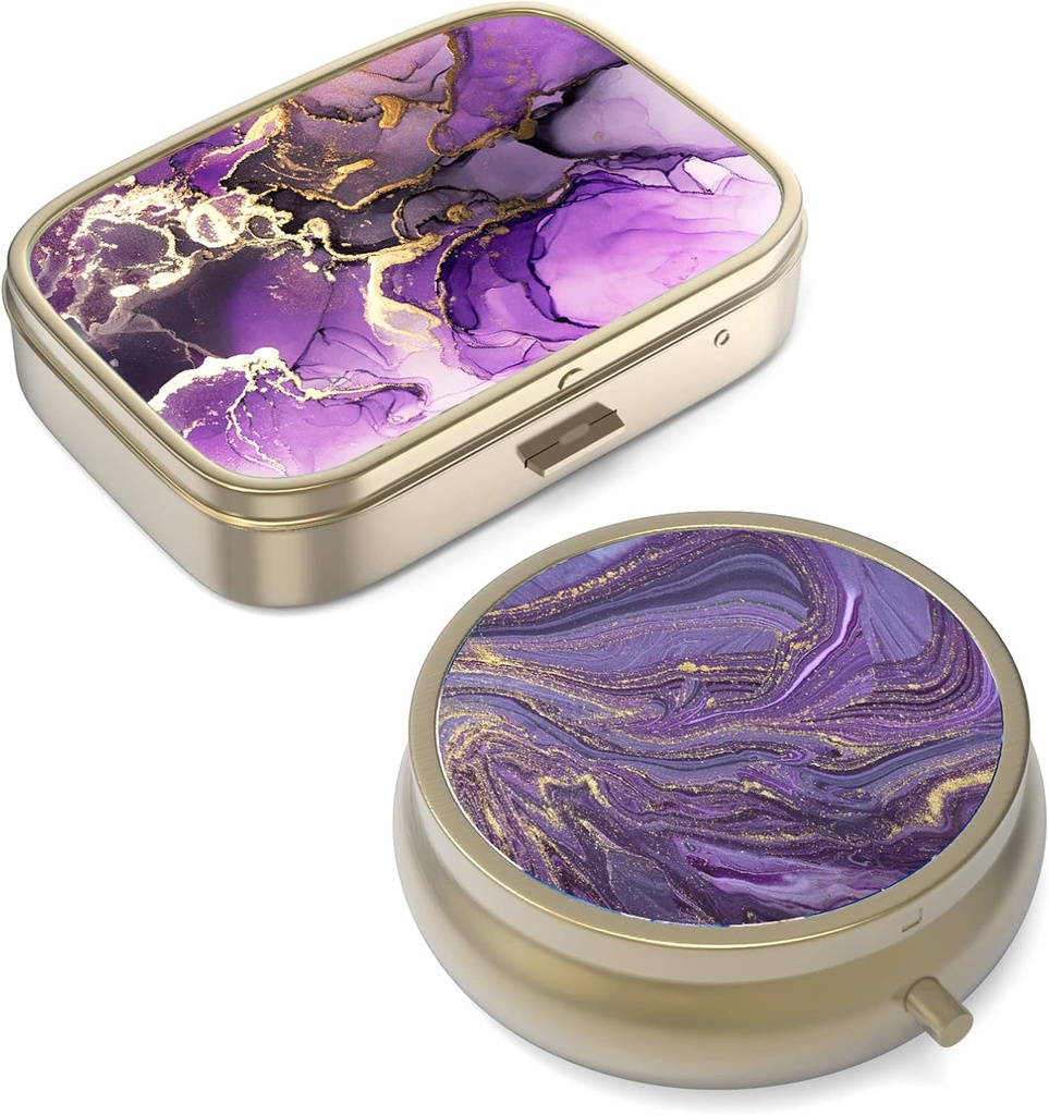 Pill Case Box koos peegliga Retro Väike pillid juhul rahakoti või tasku pronksi pillid kasti või vitamiine, kalaõli, toidulisandeid, pillid sisaldavad reisikingitusi (2PCS)