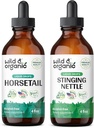Wild & Organic Horsetail Tinktuur 4 fl oz & Stinginging Nettle Juur Tinktuur 4 fl oz