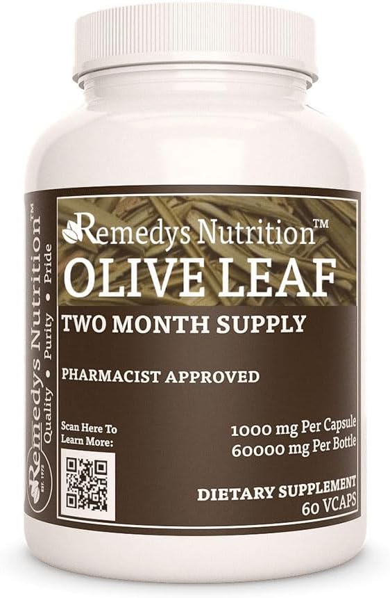 Remedy toitumine Olive Leaf | 1000 mg, 60 Vegankapslit Taimne toidulisand | Kahe kuu pakkumine
