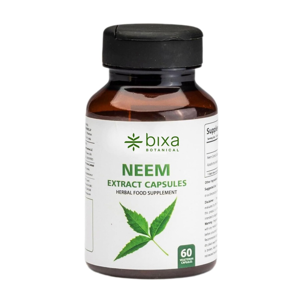 bixa BOTANICAL Neem Leaf Extract, 60 Count, Ayurvedic Herbal Supplement