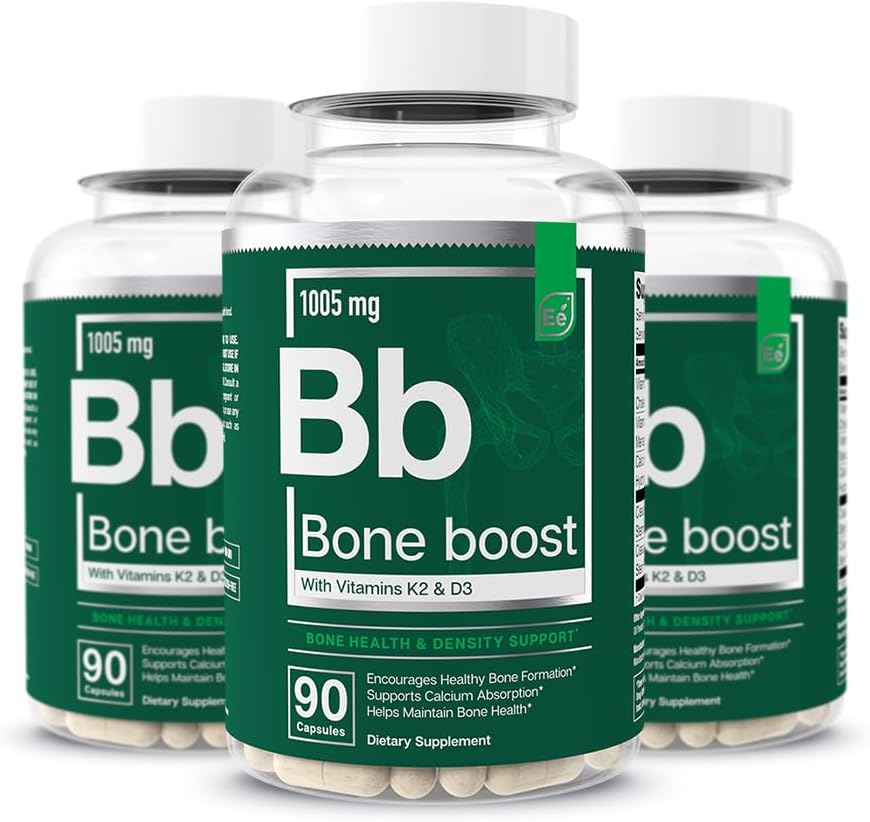Olulised elemendid Luude Boost Health Supplement - Luude tugi ja kaltsiumilisandi vitamiin D 3, K2, Cissus Quadrangularis luu tugevuseks - 270 kapslit (90 päeva pakkumine) (3-Pack)
