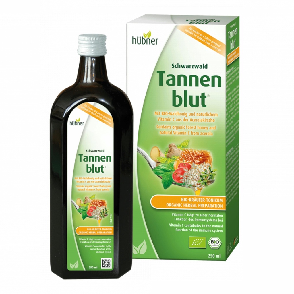 Hubner Tannenblut Orgaaniline Taimne preparaat, Honey Cough Syrup, Külm ja valulik kurgu toetus, rahustav leevendus, C-vitamiini täiendus täiskasvanutele ja lastele 4 ja vanematele, Kosher ja alkoholivaba, 250 ml