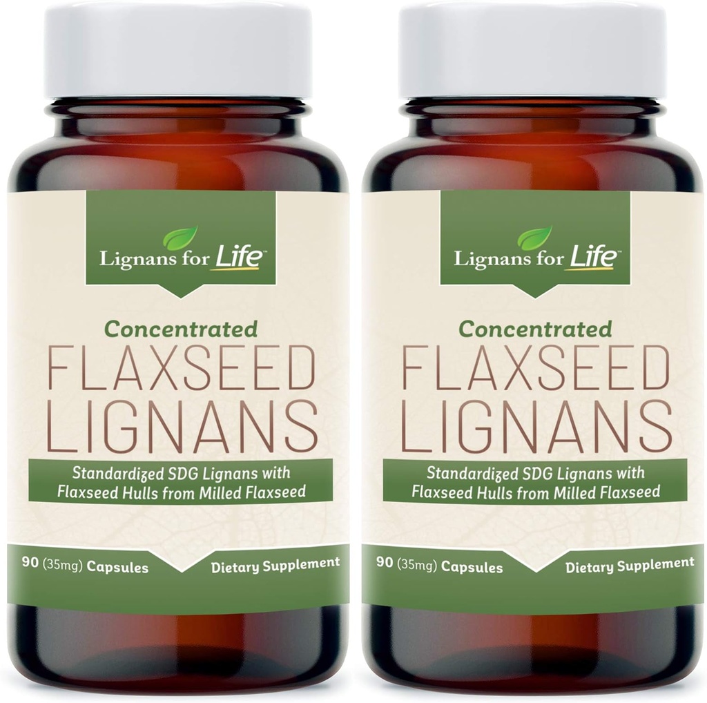 Lignans For Life Flaxseed Lignans for Dogs + SDG - Omega 3 Fatty Acids, High Fiber Antioxidants Helps Improve Shiny Coat, Digestive & Heart Health Lignans, 35mg, 90 Flaxseed Capsules, 2 Pack