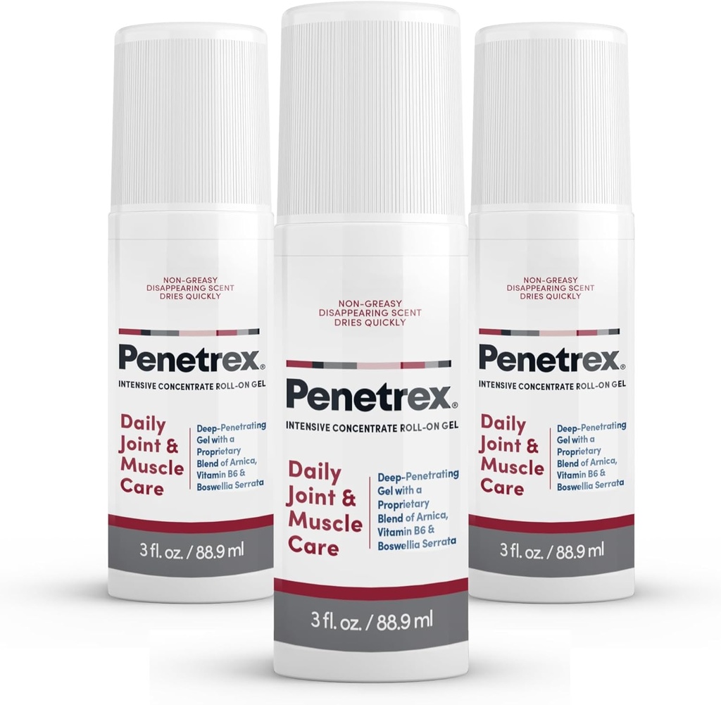 Penetrexi liigese- ja lihasteraapia - rahustav geel seljale, kaelale, kätele, jalgadele - Premium kogu keha hõõruda Arnica, vitamiin B6 & MSM - 3oz Roll On Gel (3-Pack)