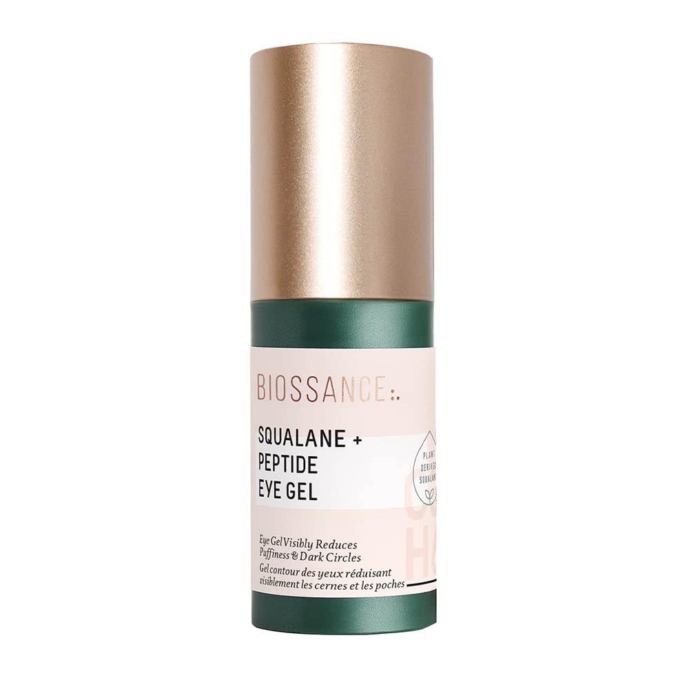 Biossance Squalane + Peptide Eye Gel - Ultra-Hydrating Under Eye Cream - Vähendab Puffiness & Dark Circles - Silma kortsud Remond niisutaja - Anti Vananemine & Hüdreerimine, Day & Night Cream - 0,5oz