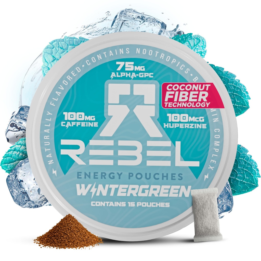 Nootroopne energia Kofeiinikotid • 100 mg Kofeiini • Alpha GPC • Huperzine A & Essential Vitamiinid • Suhkruvaba • Kookoskiud Tehnoloogia • Wintergreen Maitse • 15 Pouches Per Can (Pack of 1)
